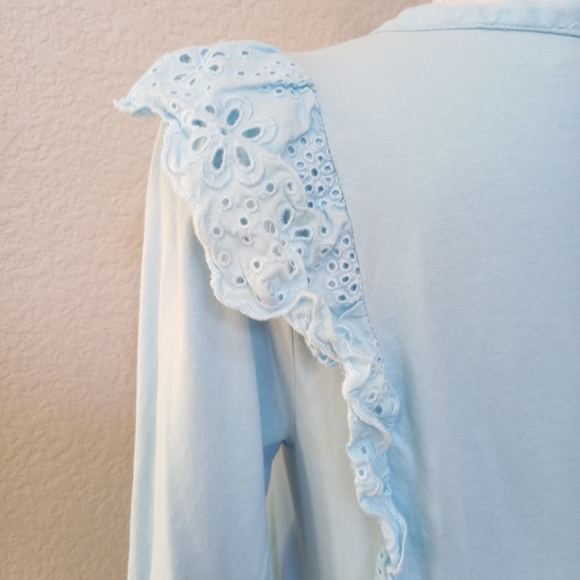 🤍 J. Crew light blue eyelet and ruffle detail long sleeve top - Picture 10 of 10